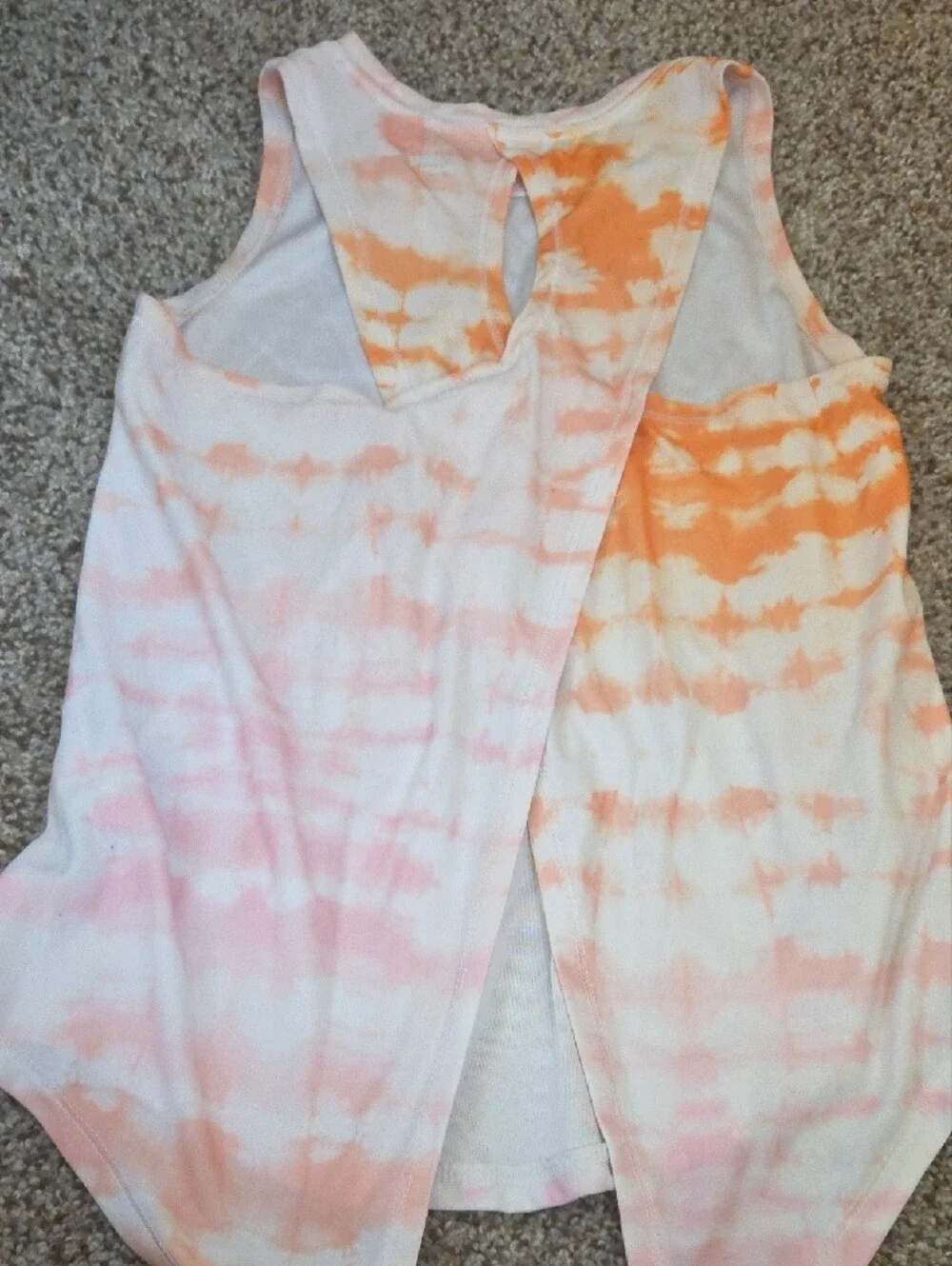 Old Navy Orange & White Tie-Dye Tank Top